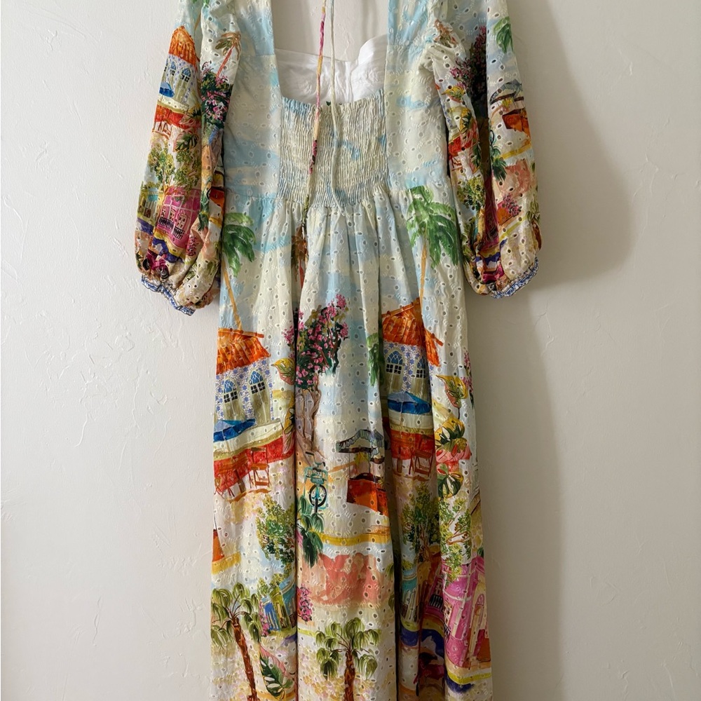 Tropical Print eyelet Maxi Dress with Cutout from Farm Rio Brazil - Picture 4 of 9